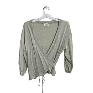 Light gray wrap tie top - new without tags